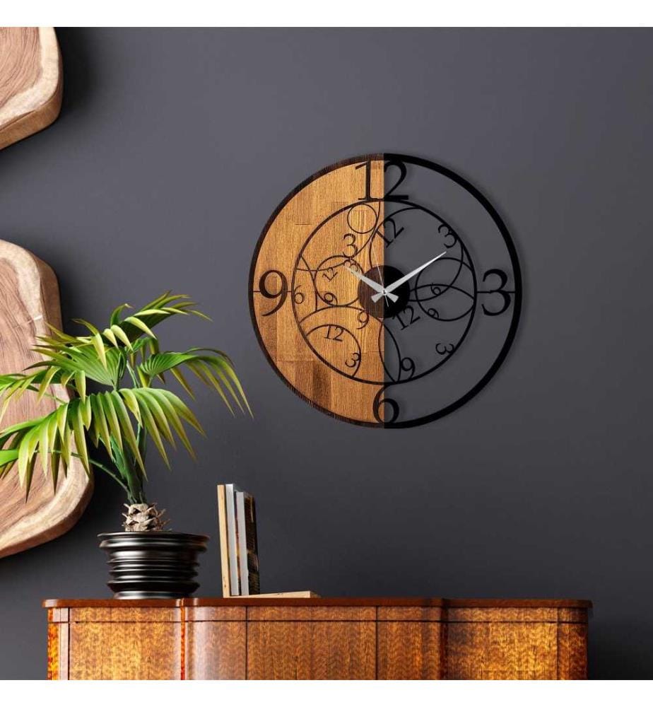 Dekorative Wanduhr aus Holz, Walnuss schwarz, Holz