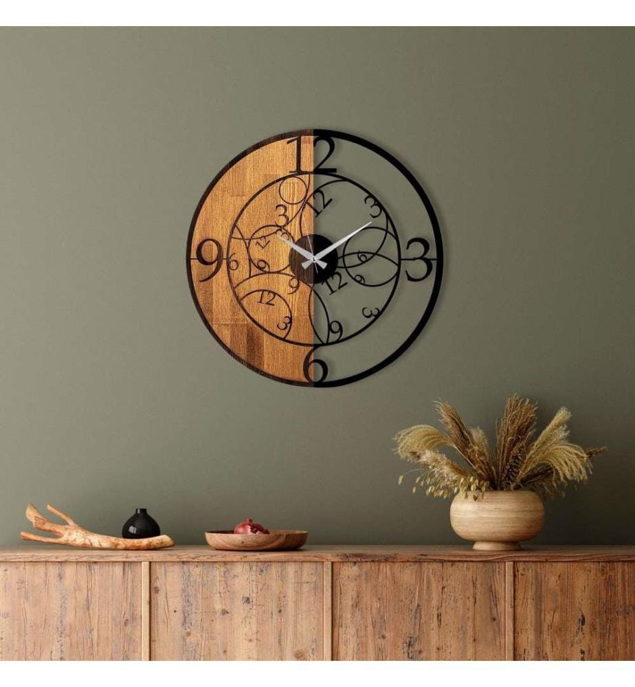 Dekorative Wanduhr aus Holz, Walnuss schwarz, Holz