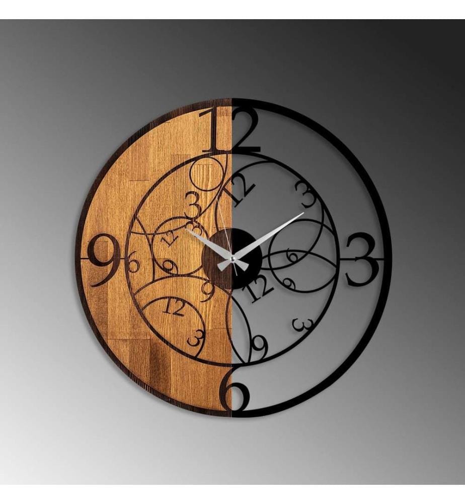 Dekorative Wanduhr aus Holz, Walnuss schwarz, Holz