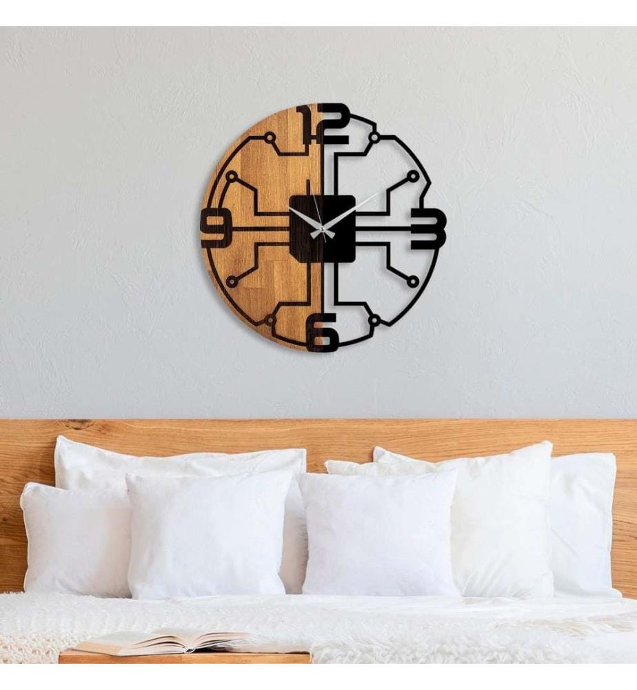 Dekorative Wanduhr aus Holz, Walnuss schwarz, Holz