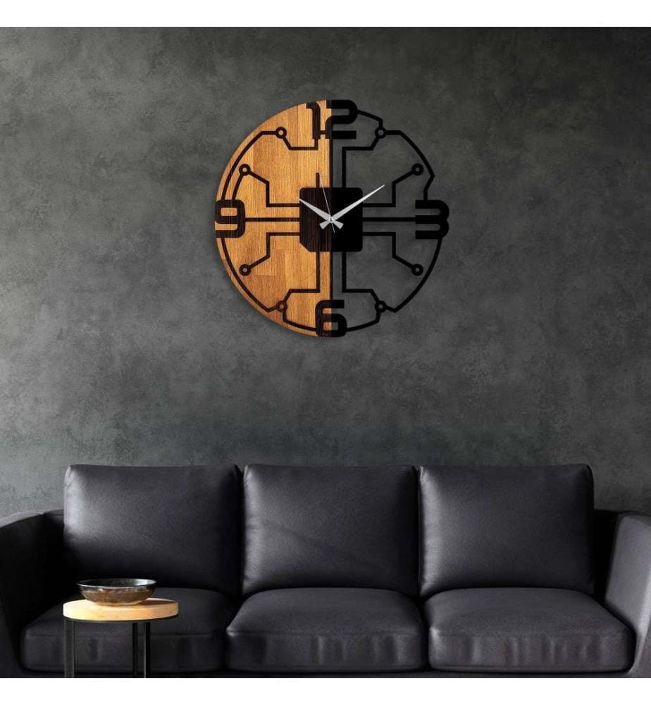 Dekorative Wanduhr aus Holz, Walnuss schwarz, Holz