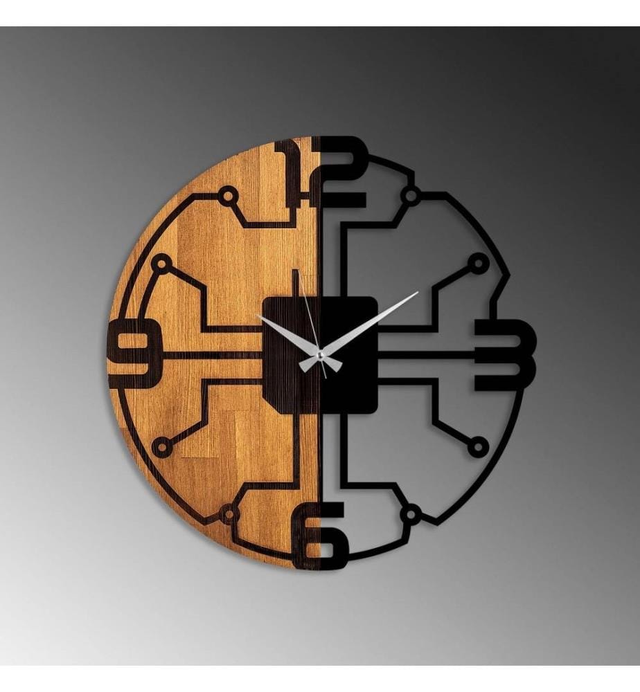 Dekorative Wanduhr aus Holz, Walnuss schwarz, Holz