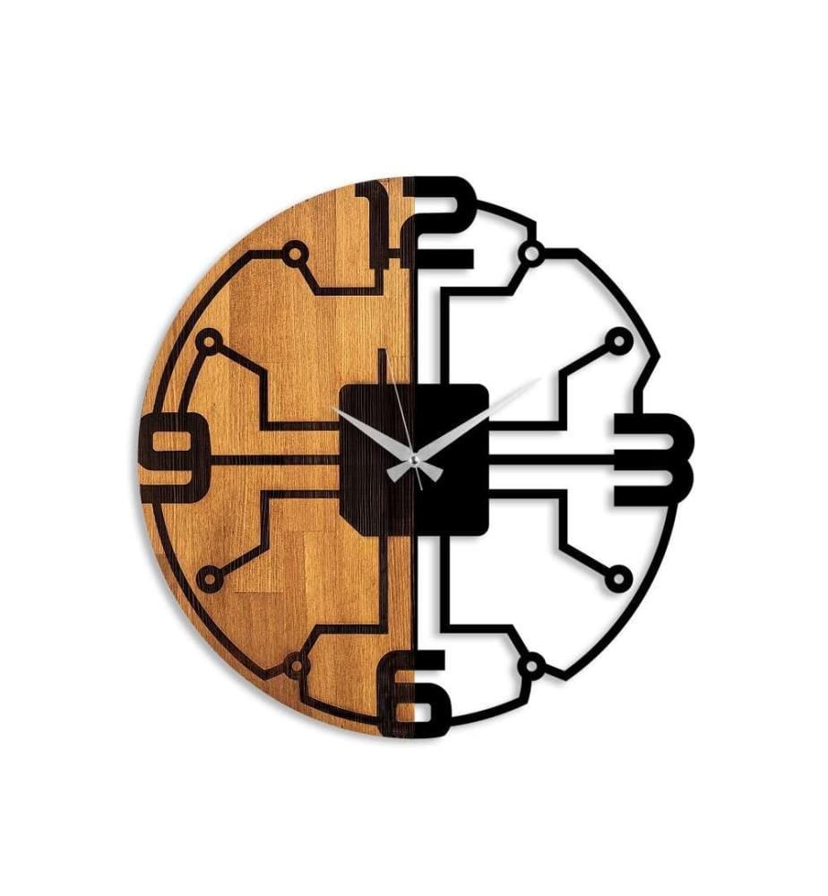 Dekorative Wanduhr aus Holz, Walnuss schwarz, Holz