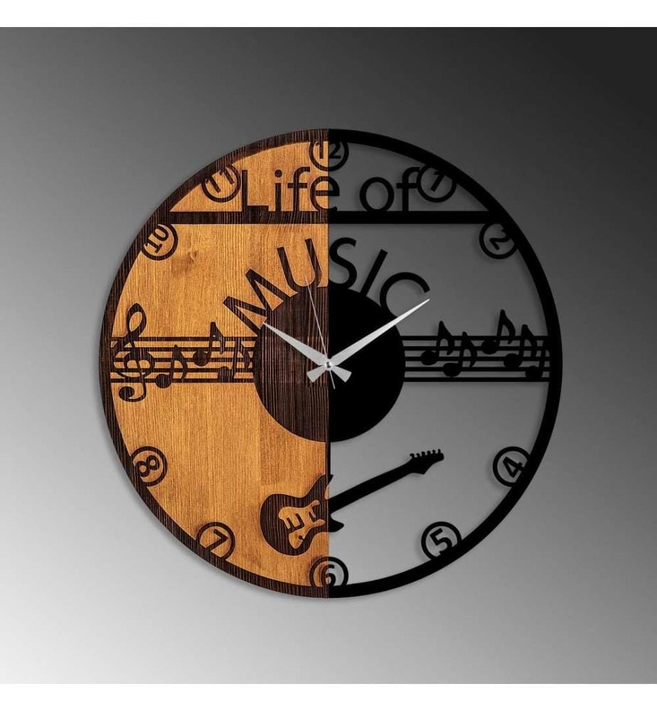 Dekorative Wanduhr aus Holz, Walnuss schwarz, Holz
