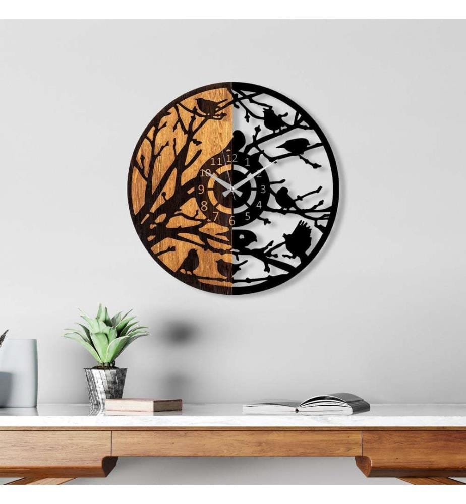 Dekorative Wanduhr aus Holz, Walnuss schwarz, Holz