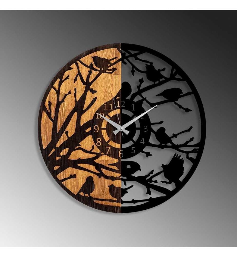 Dekorative Wanduhr aus Holz, Walnuss schwarz, Holz