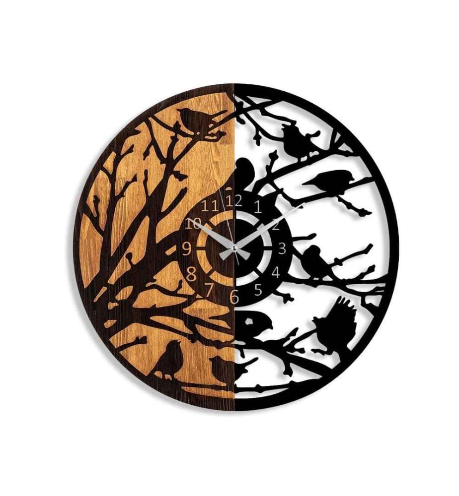Dekorative Wanduhr aus Holz, Walnuss schwarz, Holz