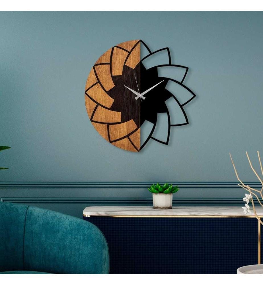 Dekorative Wanduhr aus Holz, Walnuss schwarz, Holz