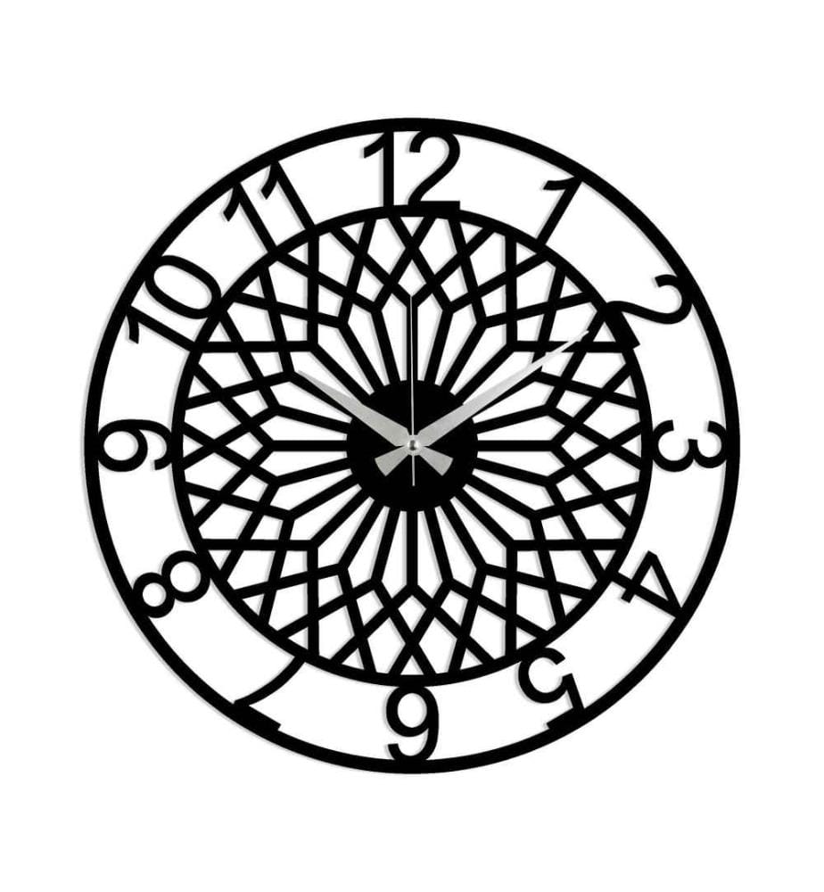 Dekorative Wanduhr aus Metall, Schwarz, Metall