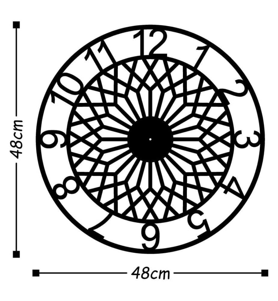Dekorative Wanduhr aus Metall, Schwarz, Metall