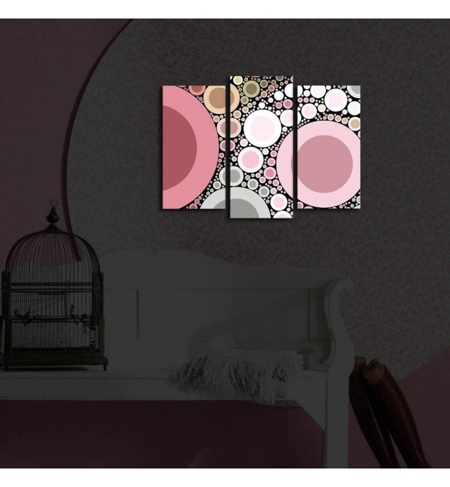 Dekorative Led beleuchtete Leinwand Gemälde, 3 Stück, Multicolor, Wildleder Leinwand