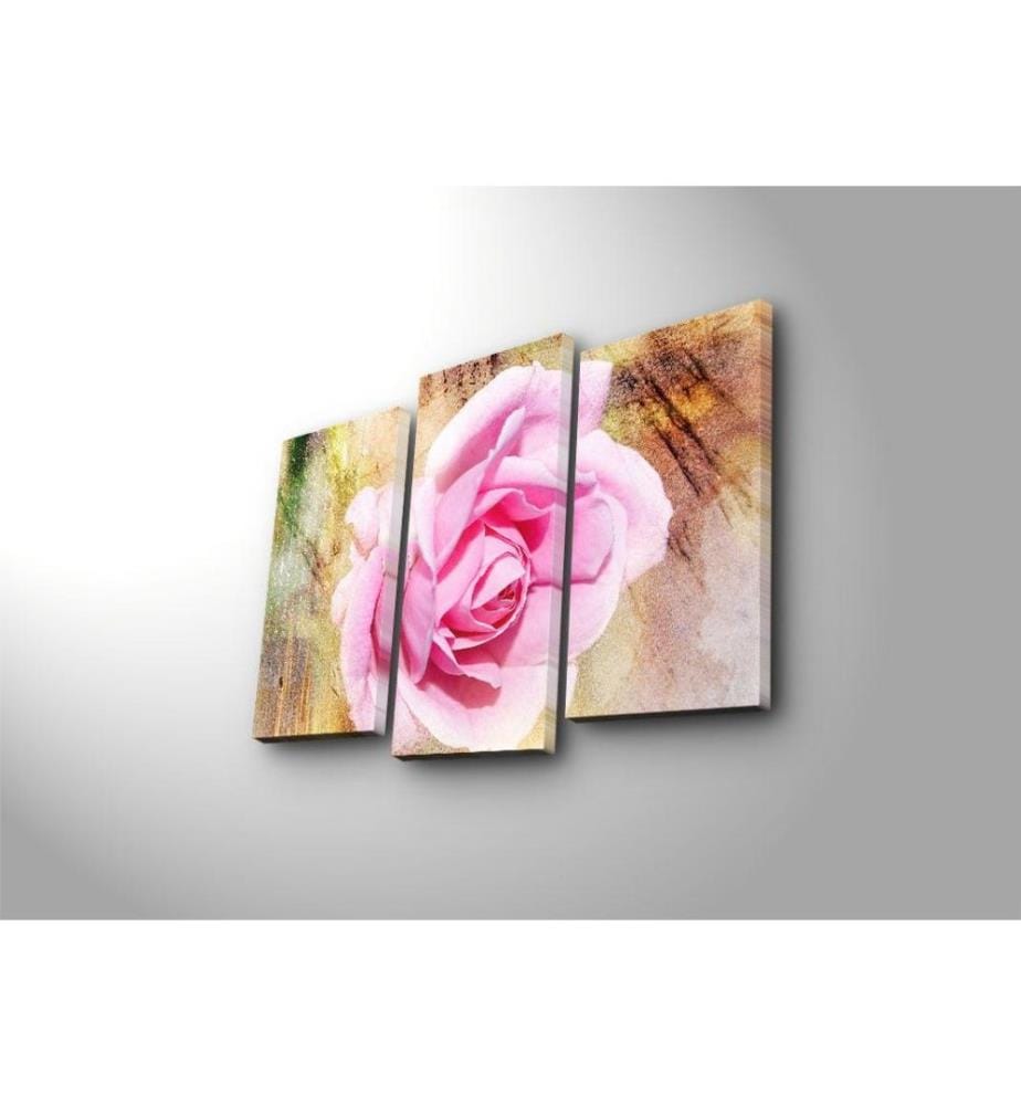 Dekorative Led beleuchtete Leinwand Gemälde, 3 Stück, Multicolor, Wildleder Leinwand