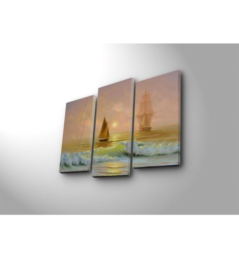 Dekorative Led beleuchtete Leinwand Gemälde, 3 Stück, Multicolor, Wildleder Leinwand