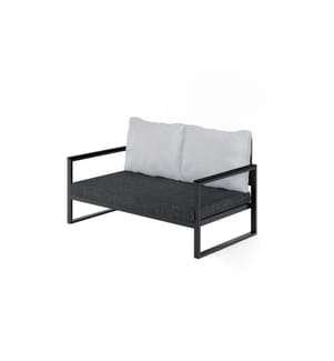 Canapé 2 places Garden, noir anthracite, structure métallique, tissu acrylique - polyuréthane