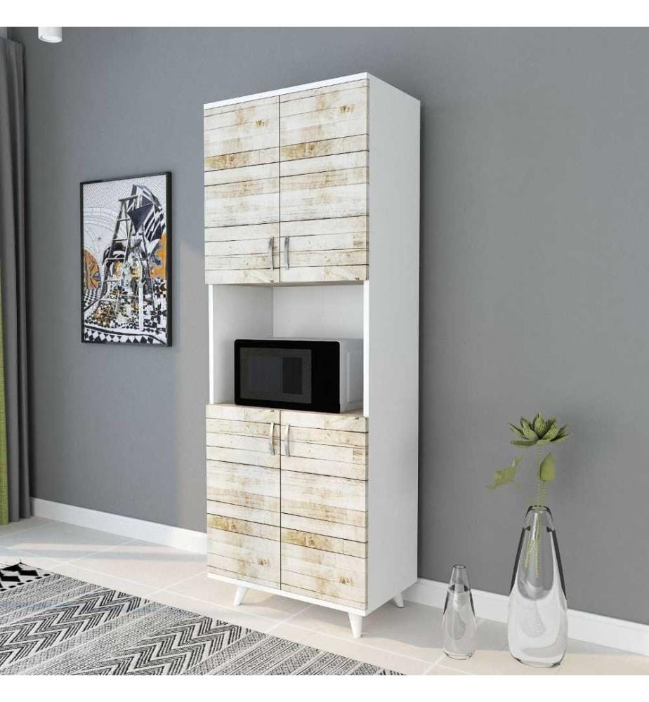 Mehrzweckschrank, Eiche weiss, melaminbeschichtete Spanplatte
