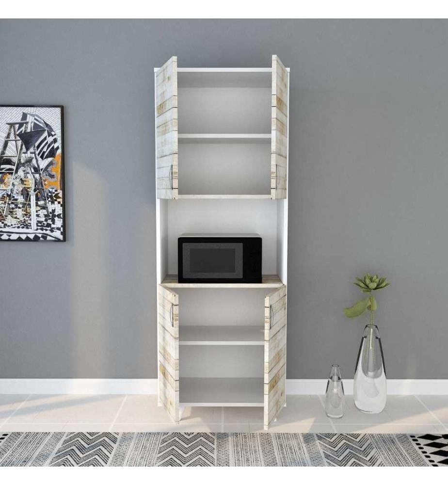 Mehrzweckschrank, Eiche weiss, melaminbeschichtete Spanplatte