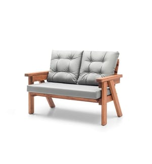 Garden 2-Sitz Sofa, Nussbaum grau, Gestell aus Kiefernholz, Stoff aus Polyester