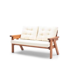 Garden 3-Sitz Sofa, Creme Walnuss, Gestell aus Kiefernholz, Polyester Stoff
