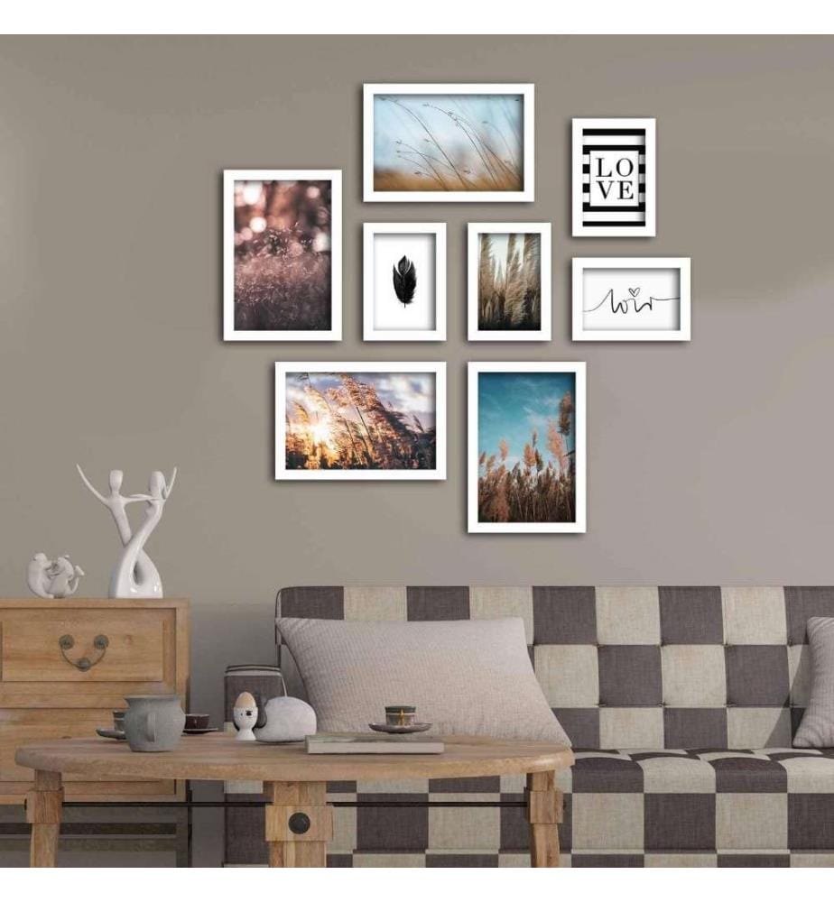 Peinture décorative encadrée MDF, 8 pièces, Multicolore, MDF, Cadre en plastique