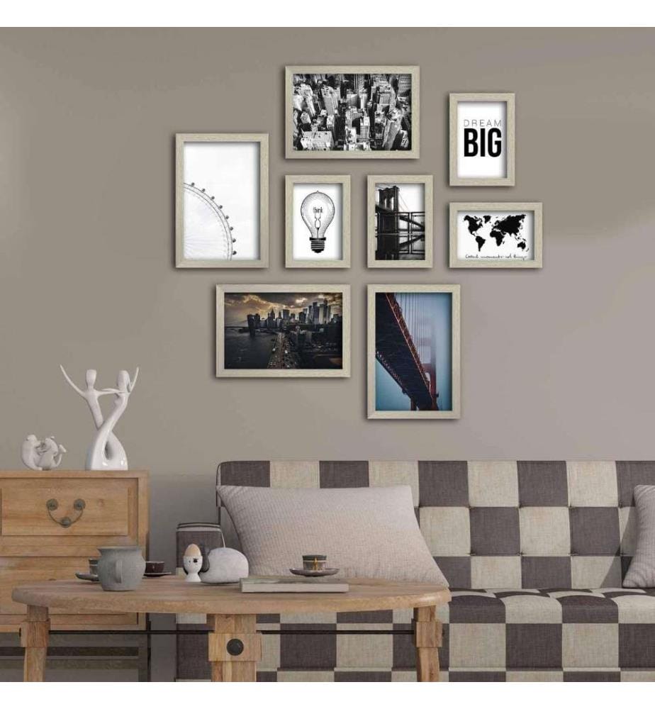 Peinture décorative encadrée MDF, 8 pièces, Multicolore, MDF, Cadre en plastique