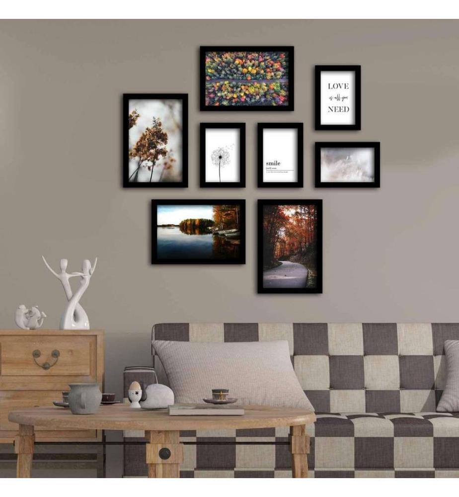 Peinture décorative encadrée MDF, 8 pièces, Multicolore, MDF, Cadre en plastique
