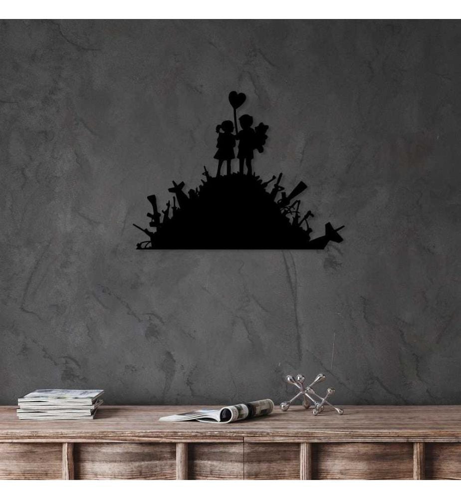 Dekoratives Metall-Wand-Accessoire, Schwarz, Metall