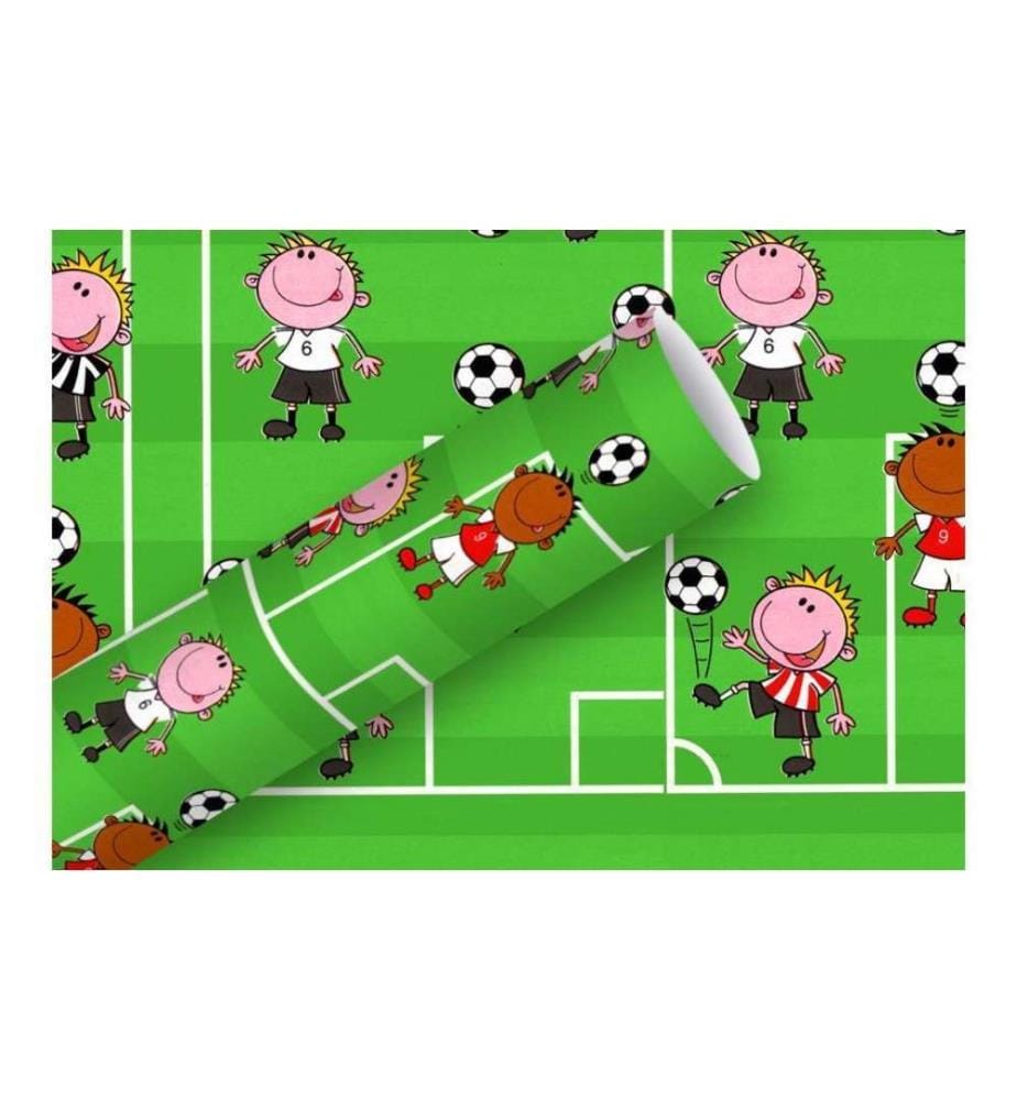 Braun + Company Geschenkpapier Fussball 70 cm x 2 m, 80 g/m², Mehrfarbig