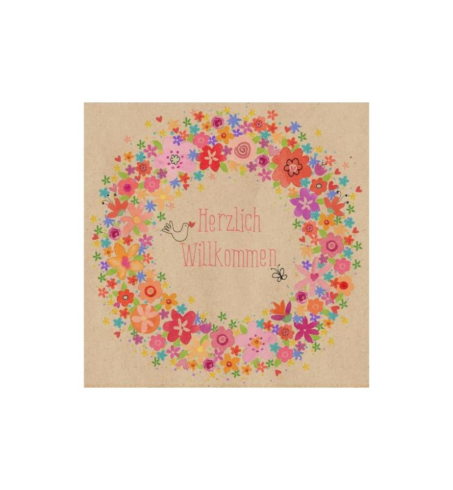 Braun + Company Serviettes en papier Bienvenue en couleurs, 33 cm x 33 cm, 20 Pièce/s