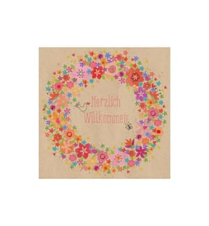 Braun + Company Serviettes en papier Bienvenue en couleurs, 33 cm x 33 cm, 20 Pièce/s