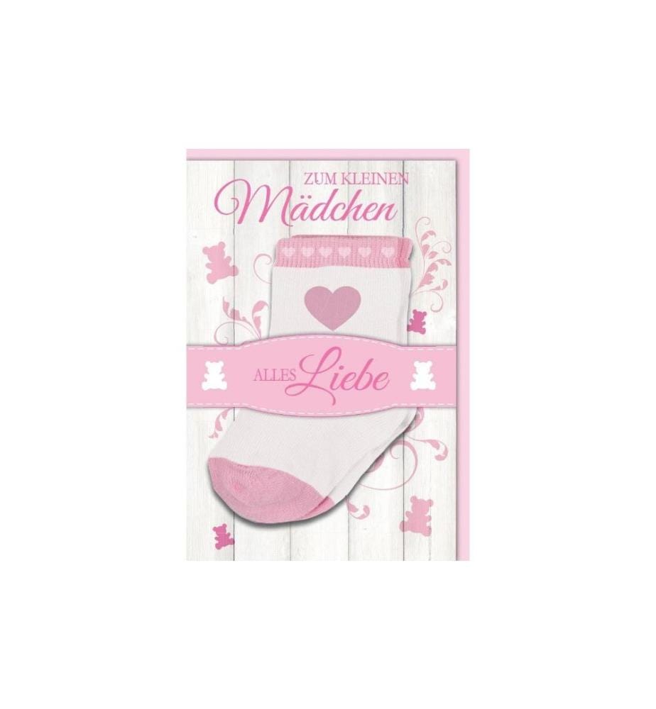 Braun + Company Carte de félicitations Chaussettes pour bébé 11.5 x 17 cm, rose