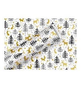 Braun + Company Geschenkpapier Forest Friends 70 cm x 1.5 m, Gold-Grau