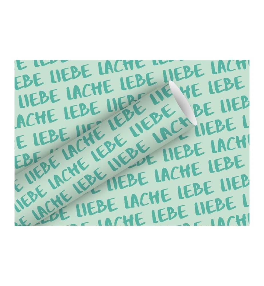 Braun + Company Geschenkpapier Lebe Liebe 2 m x 70 cm, Türkis