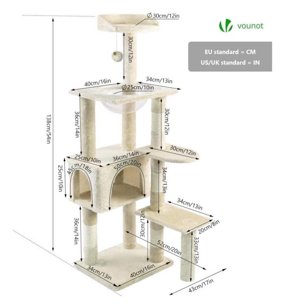 Vounot VOUNOT Cat Tree Tower, Cat Condo with Spa… DeinDeal