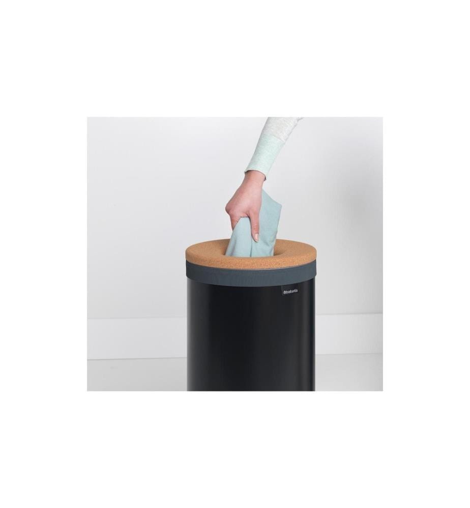 BRABANTIA - Wäschesammler mit Korkdeckel, 35 Liter, Schwarz