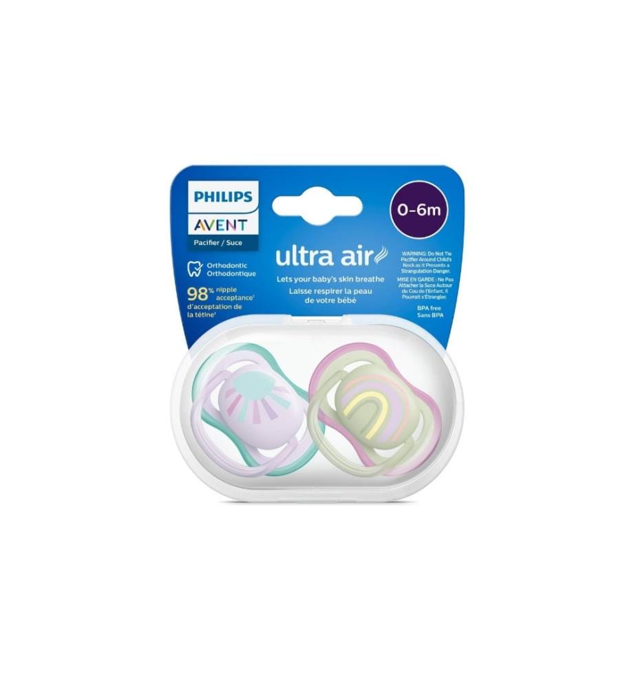 PHILIPS AVENT - Nuggi ultra air 0-6 Mt. Sonne/Regenbogen Lila/Olivgrün
