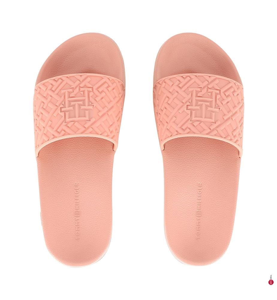 POINTED HIGH MULES IN BEIGE MONOGRAM JACQUARD FABRIC