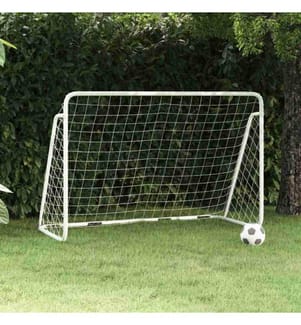 Fussballtor mit Netz Weiss 180x90x120 cm Stahl