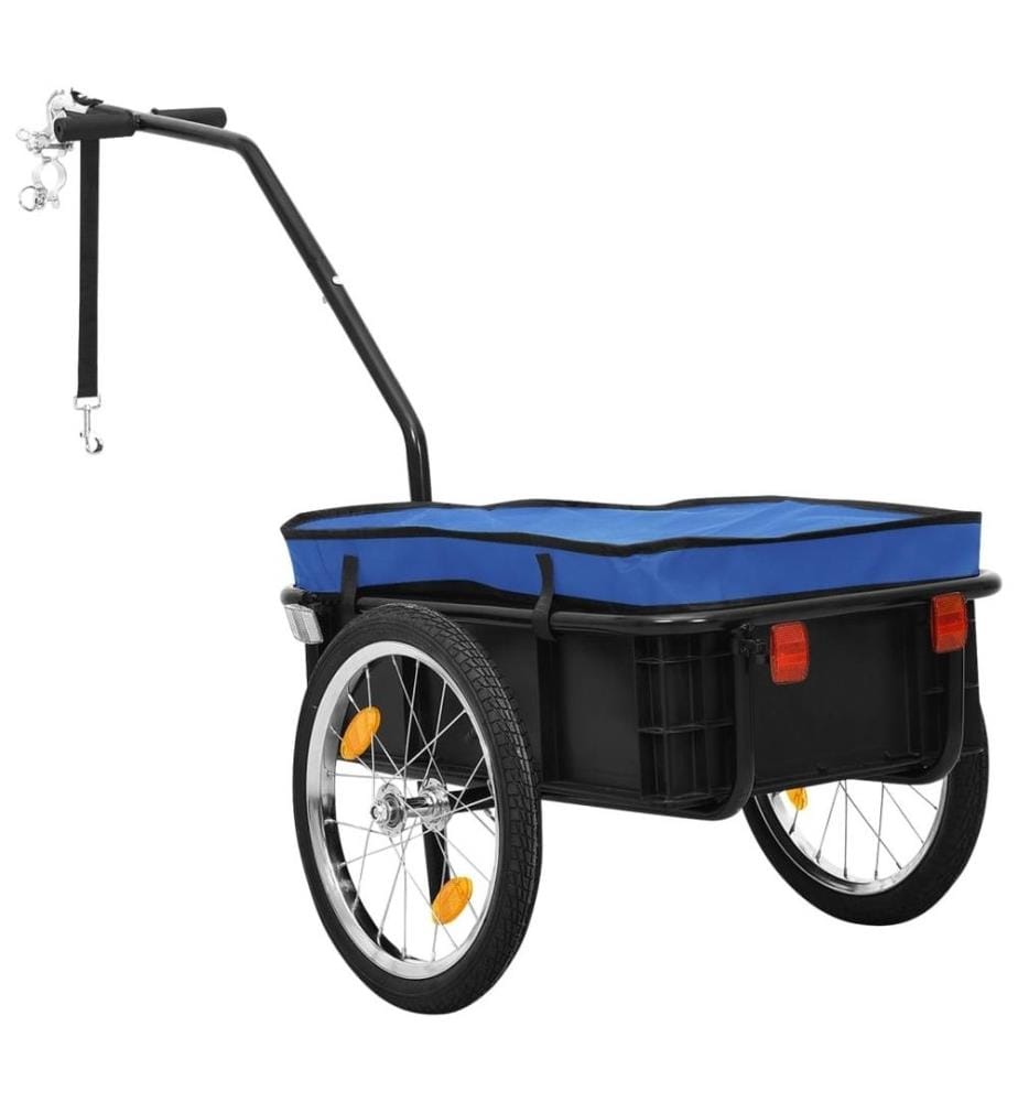 Remorque de vélo/chariot à main 155x60x83 cm acier bleu