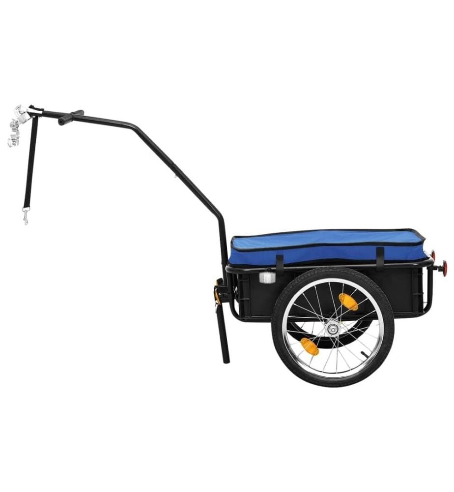 Remorque de vélo/chariot à main 155x60x83 cm acier bleu