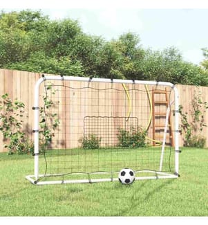 Fussball-Rebounder Weiss & Schwarz 184x61x123 cm Stahl & PE