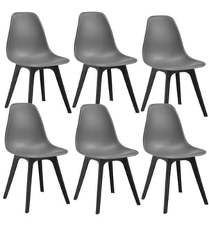 Chaise de salle à manger Brevik 6pcs 83x54x48 cm Gris Noir