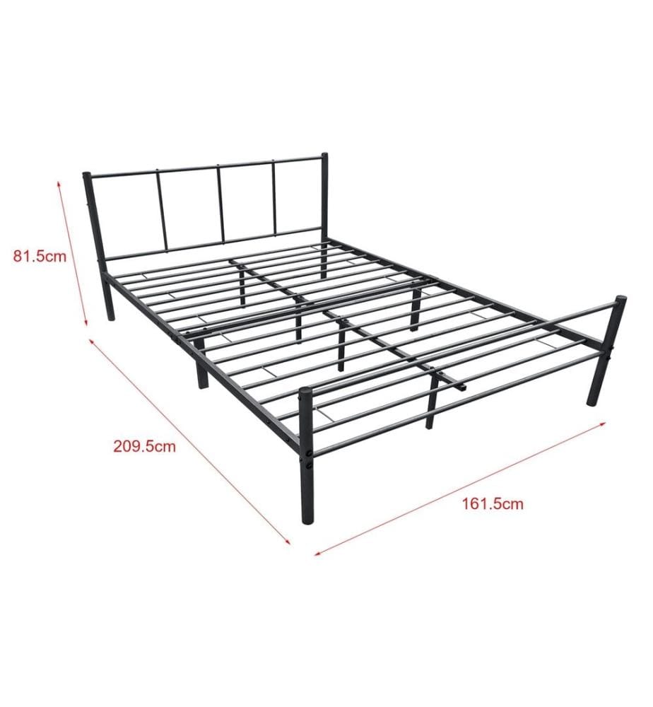 Lit métallique Laos 160x200 cm avec matelas à eau froide Noir