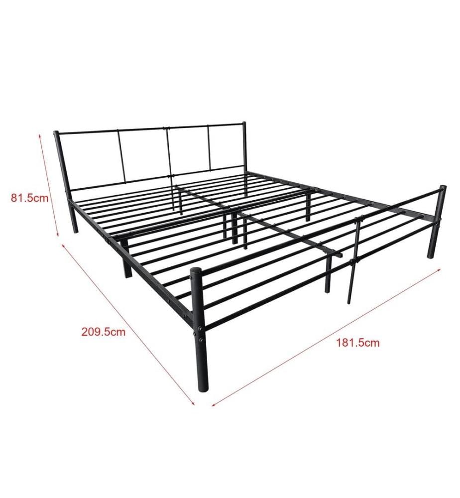 Lit métallique Laos 180x200 cm avec matelas à eau froide Noir
