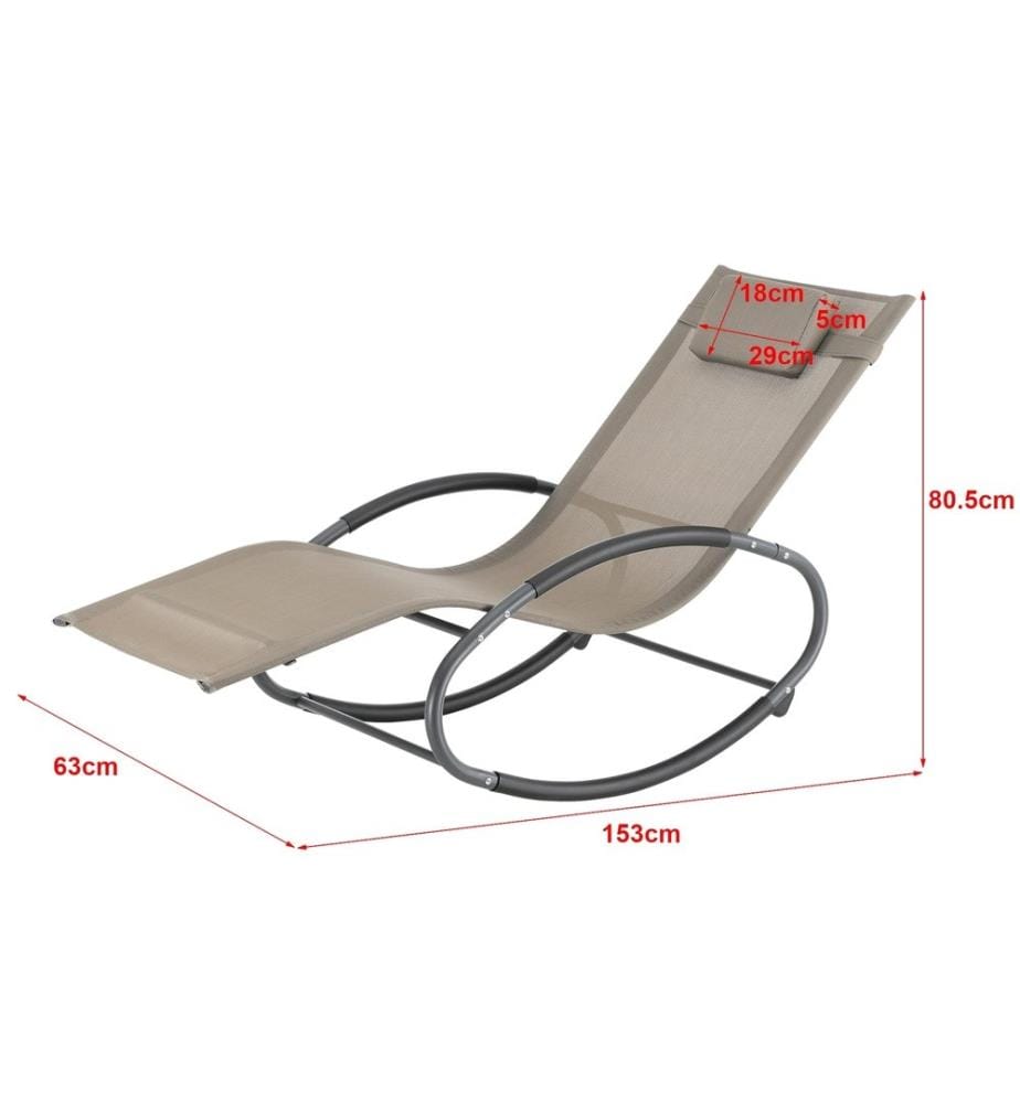 2x Chaise longue à bascule Almaluez 120 kg Beige