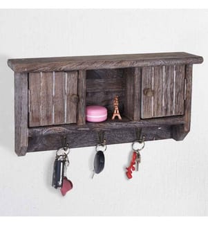 Schlüsselbrett, Schlüsselkasten mit Türen shabby braun