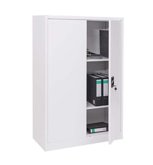 Aktenschrank Stahlschrank Büroschrank, 2 Türen 140x90 cm weiss