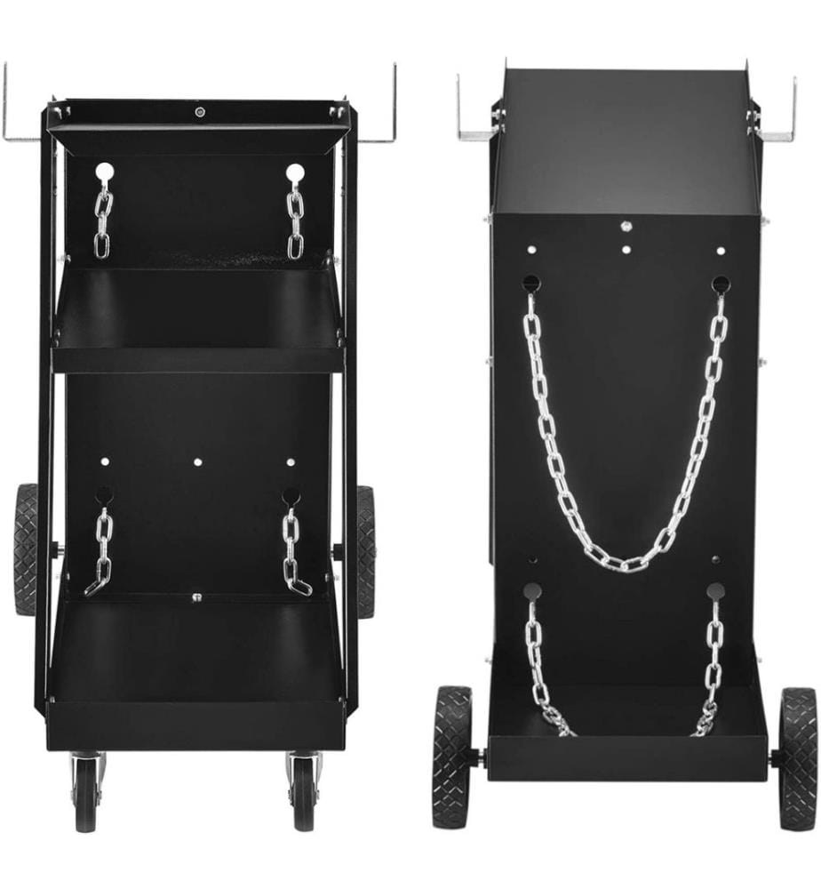 Chariot De Soudure Relaxdays 3 Niveaux + 1 Porte - Support 110 Kg - 89x47x97 Cm - Avec Emplacement Bouteille De Gaz