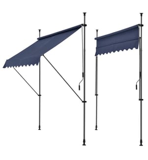 Kle mmmarkise 350x120x200-300 cm sans percer bleu foncé