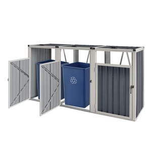 Abri pour poubelles Tarbek pour 3 tonnes acier galvanisé anthracite 121x219x82 cm