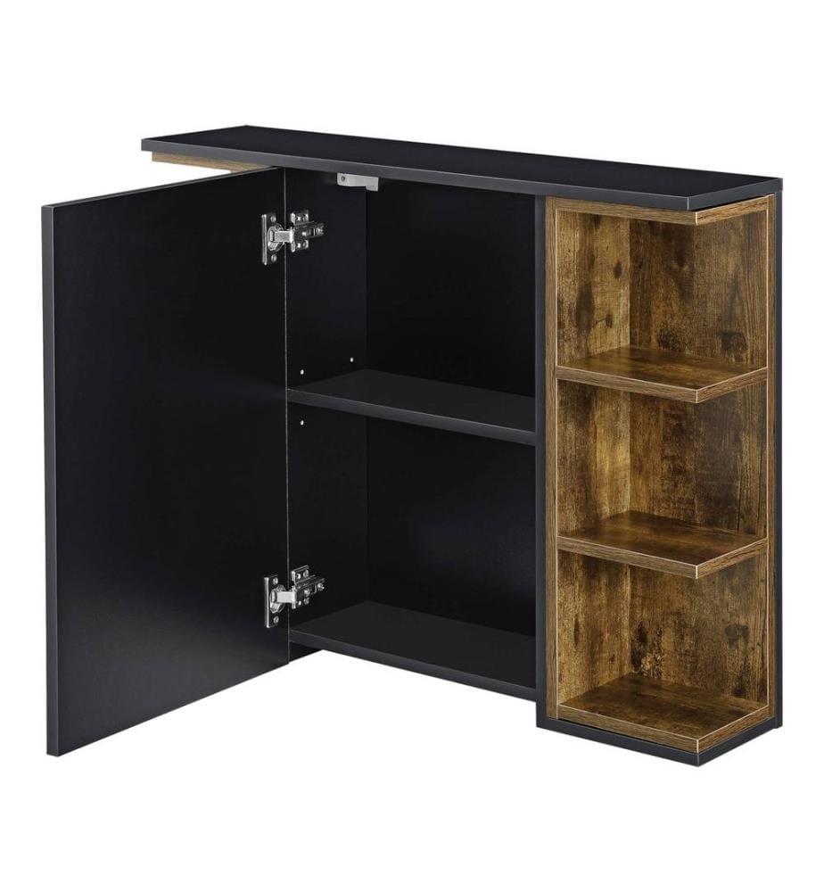 Armoire de salle de bains Harstad 64x80x20 cm Bois foncé noir